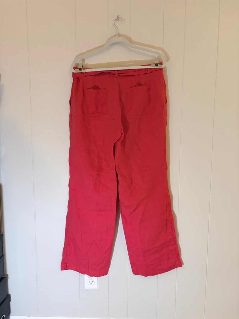 Banana Republic 100% Linen Tomato Red Wide Leg Tie Waist Pants Women’s 10 - Picture 7 of 8